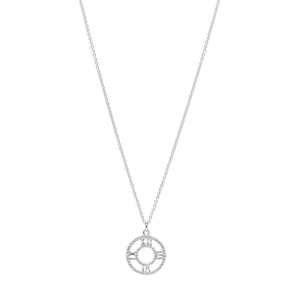 Tiffany 18K White Gold Diamond Small Atlas Open Pave Pendant Necklace 1 of 6