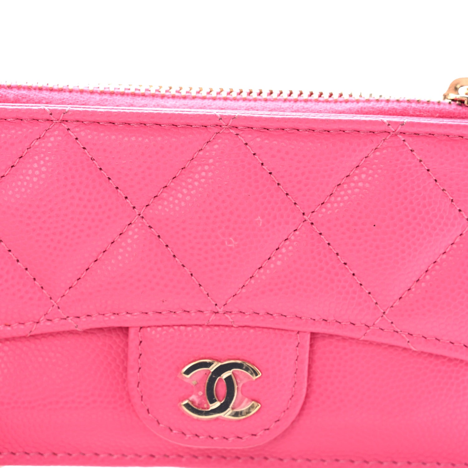Chanel Caviar Quilted Flap Zip Card Holder Dark Pink 9 of 17