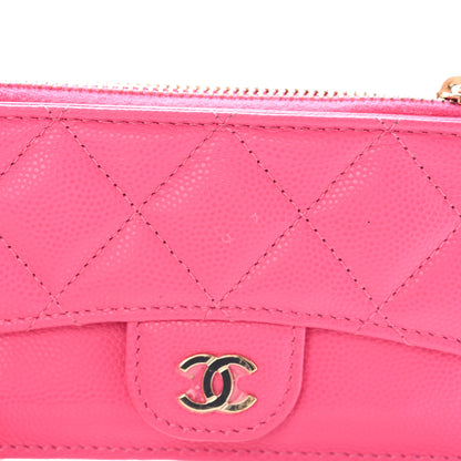 Chanel Caviar Quilted Flap Zip Card Holder Dark Pink 9 of 17