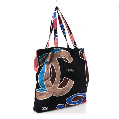 Chanel Caviar Fabric Foldable Tote Bag With Chain Black Multicolor 5 of 20