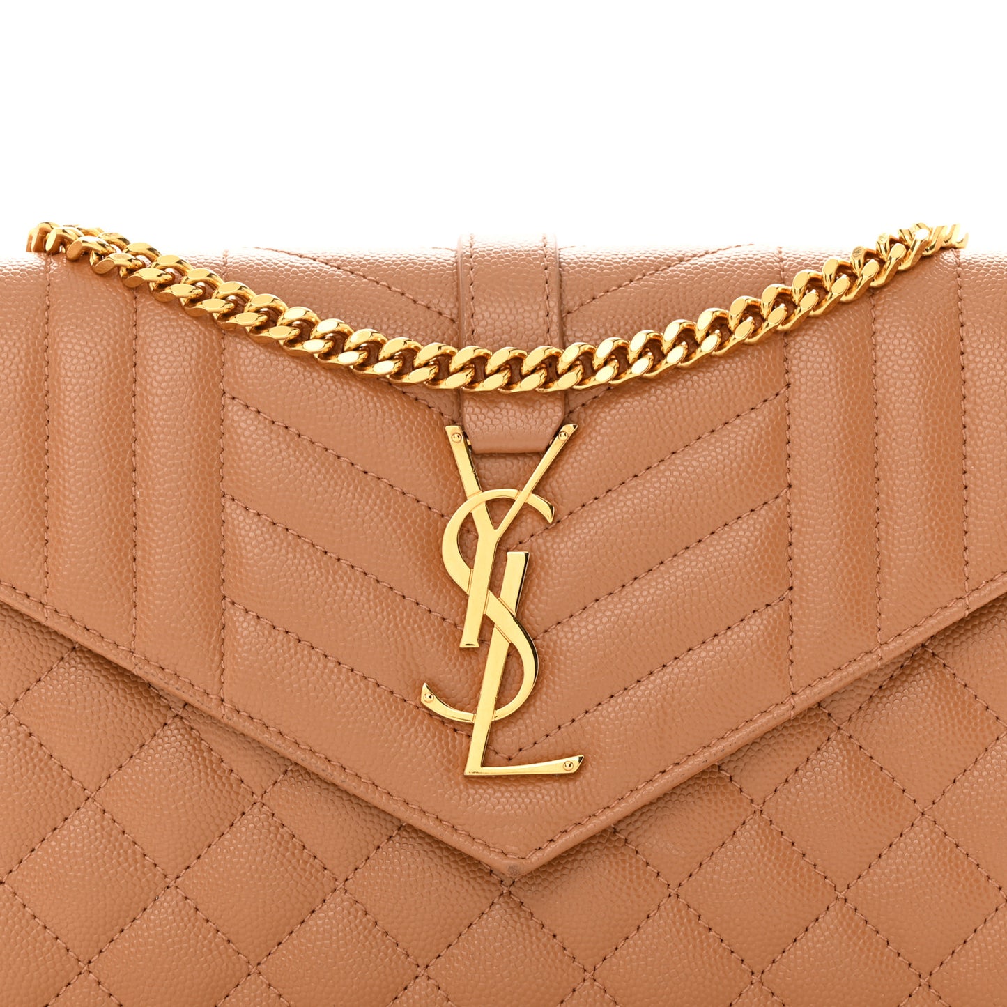 Grain De Poudre Mixed Matelasse Triquilt Monogram Chain Wallet Dune
