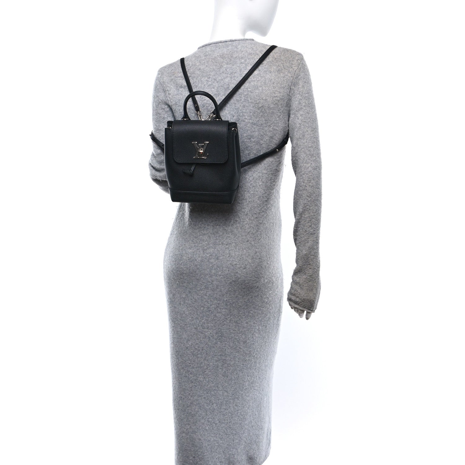 Louis Vuitton Calfskin Lockme Mini Backpack Black 2 of 9