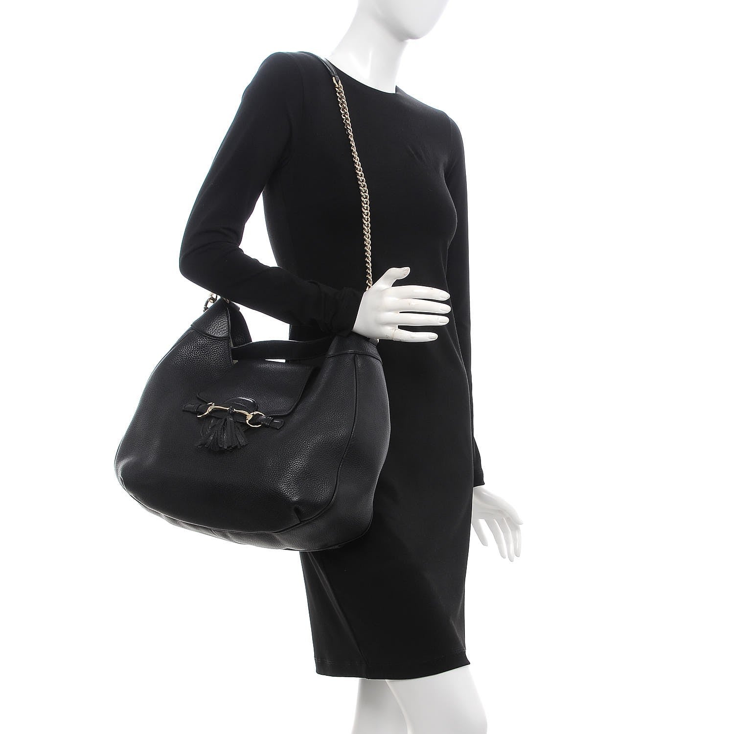 Gucci Pebbled Calfskin Medium Emily Hobo Black 3 of 15