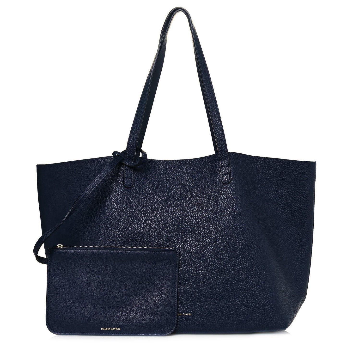 Tumbled Calfskin Large Shopping Tote Navy