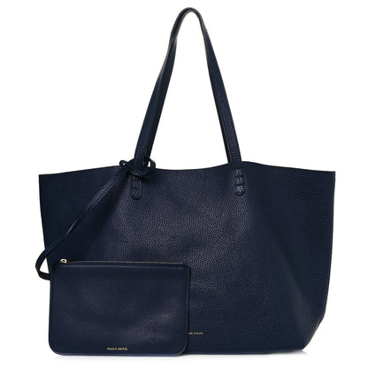 Mansur Gavriel Tumbled Calfskin Large Shopping Tote Navy 1 of 9