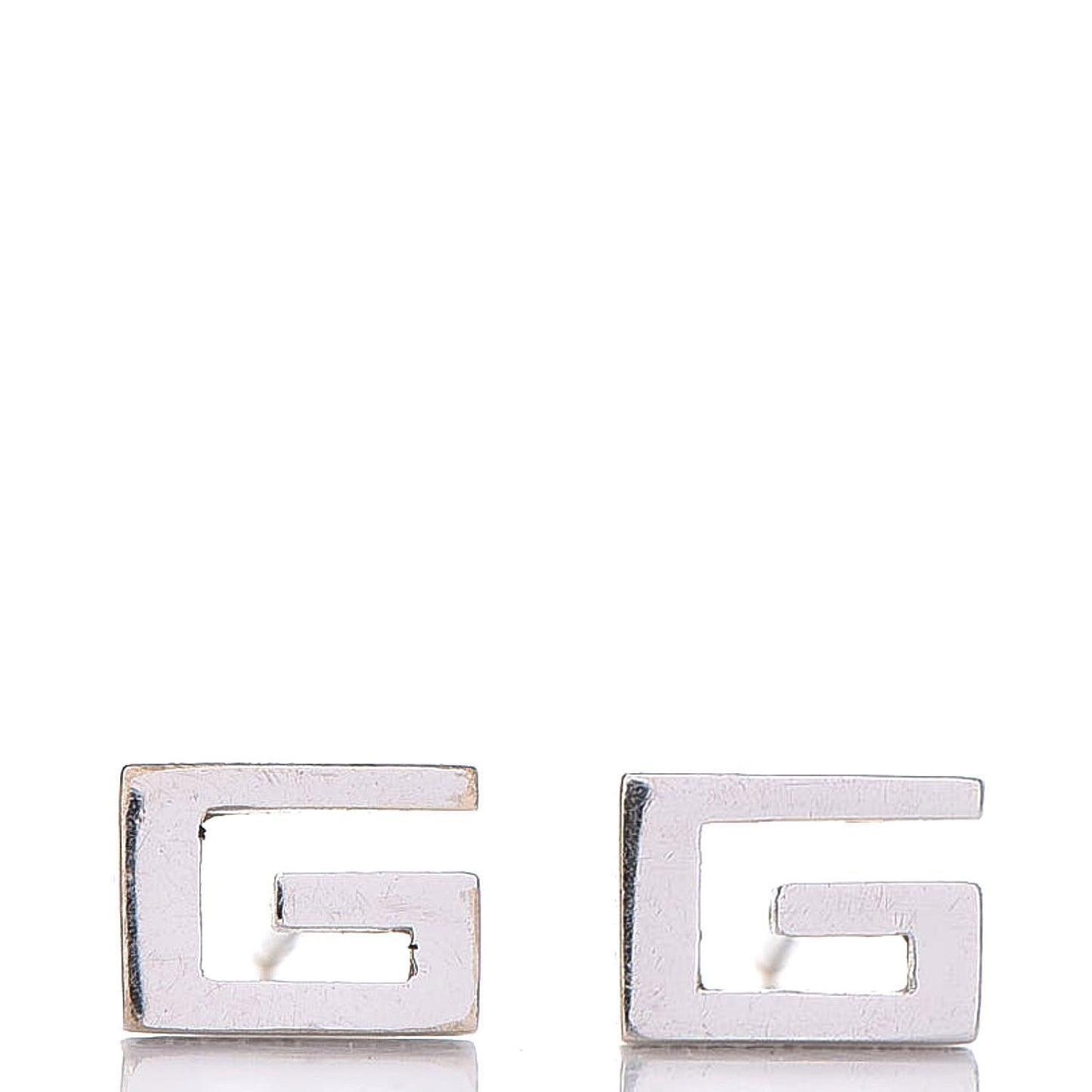 18K White Gold G Stud Earrings
