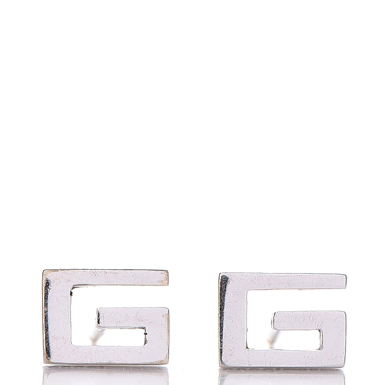 Gucci 18K White Gold G Stud Earrings 1 of 4