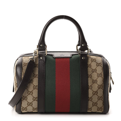 Gucci Monogram Vintage Web Small Boston Dark Brown 1 of 14