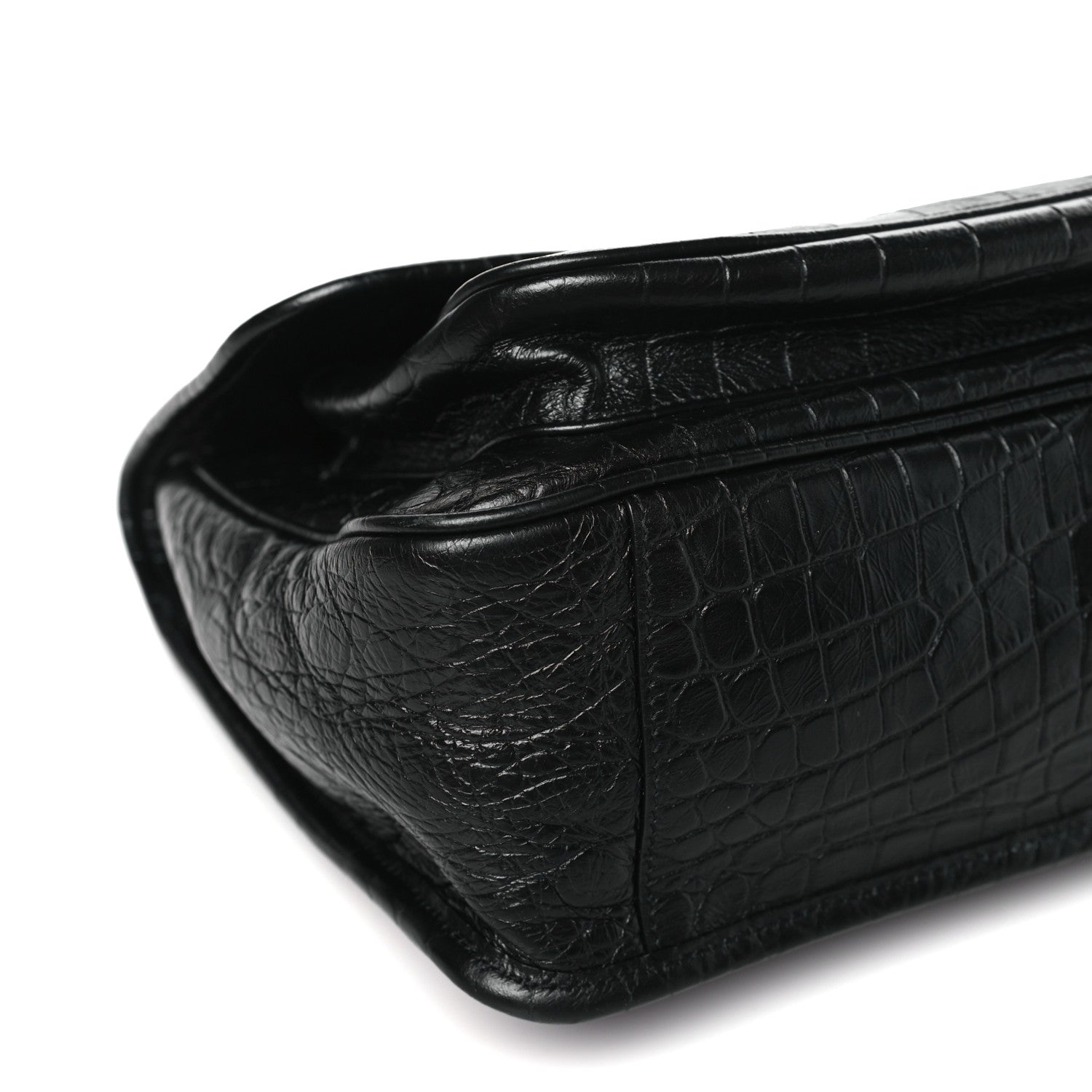 Saint Laurent Crocodile Embossed Lambskin Monogram Medium Niki Chain Satchel Black 9 of 10