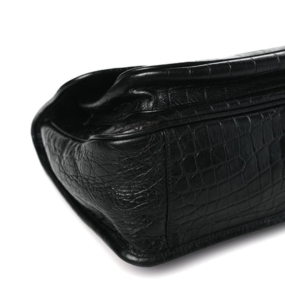Saint Laurent Crocodile Embossed Lambskin Monogram Medium Niki Chain Satchel Black 9 of 10