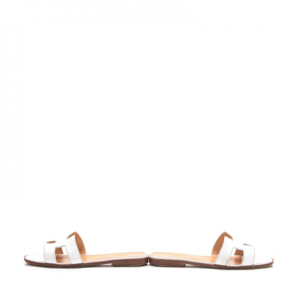 Hermes Box Calfskin Oran Sandals 38.5 White 5 of 12