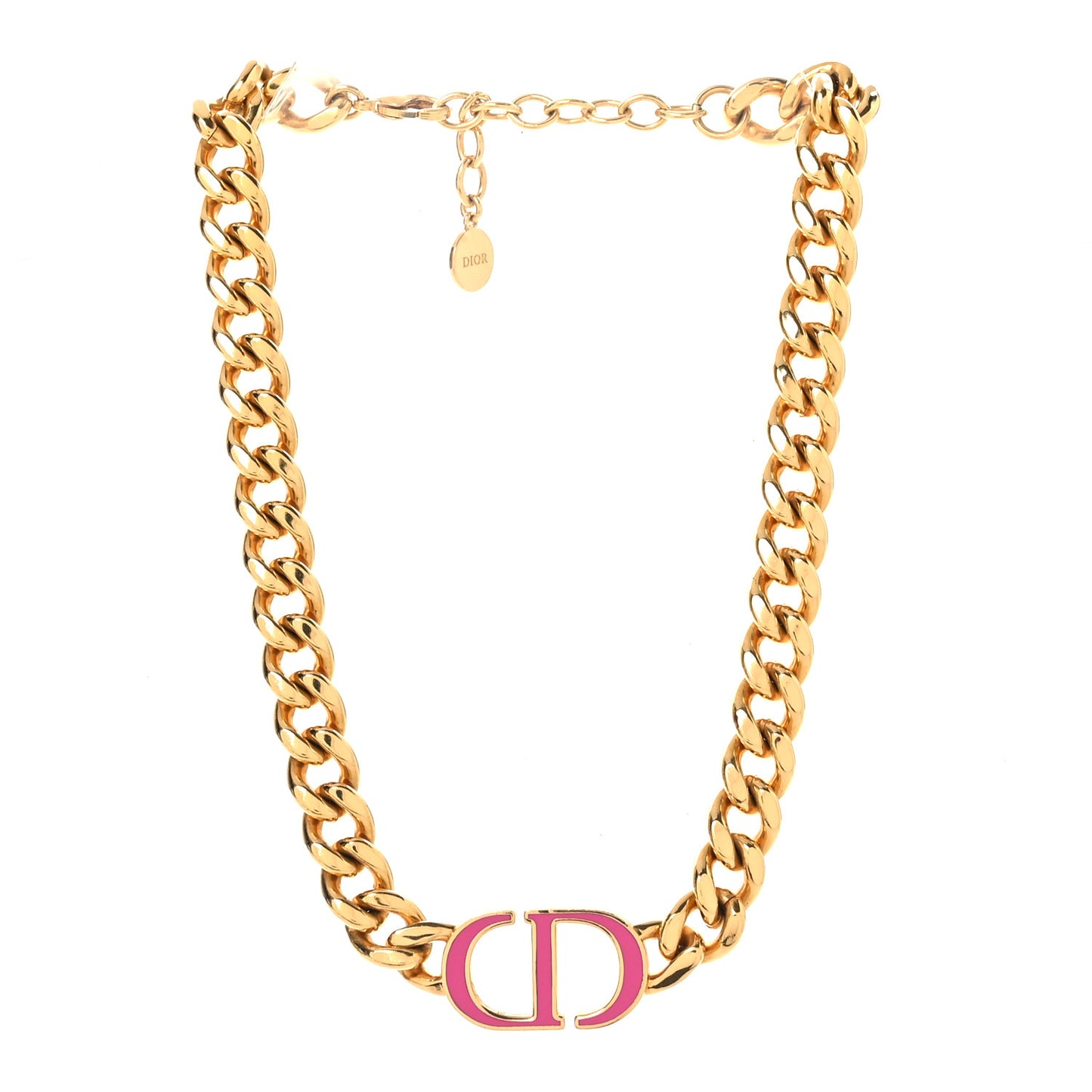 Metal CD Choker Necklace Gold Pink