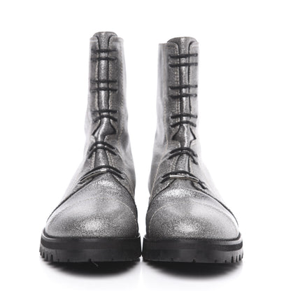 Jimmy Choo Glitter Haze Combat Boots 40 Silver 2 of 9