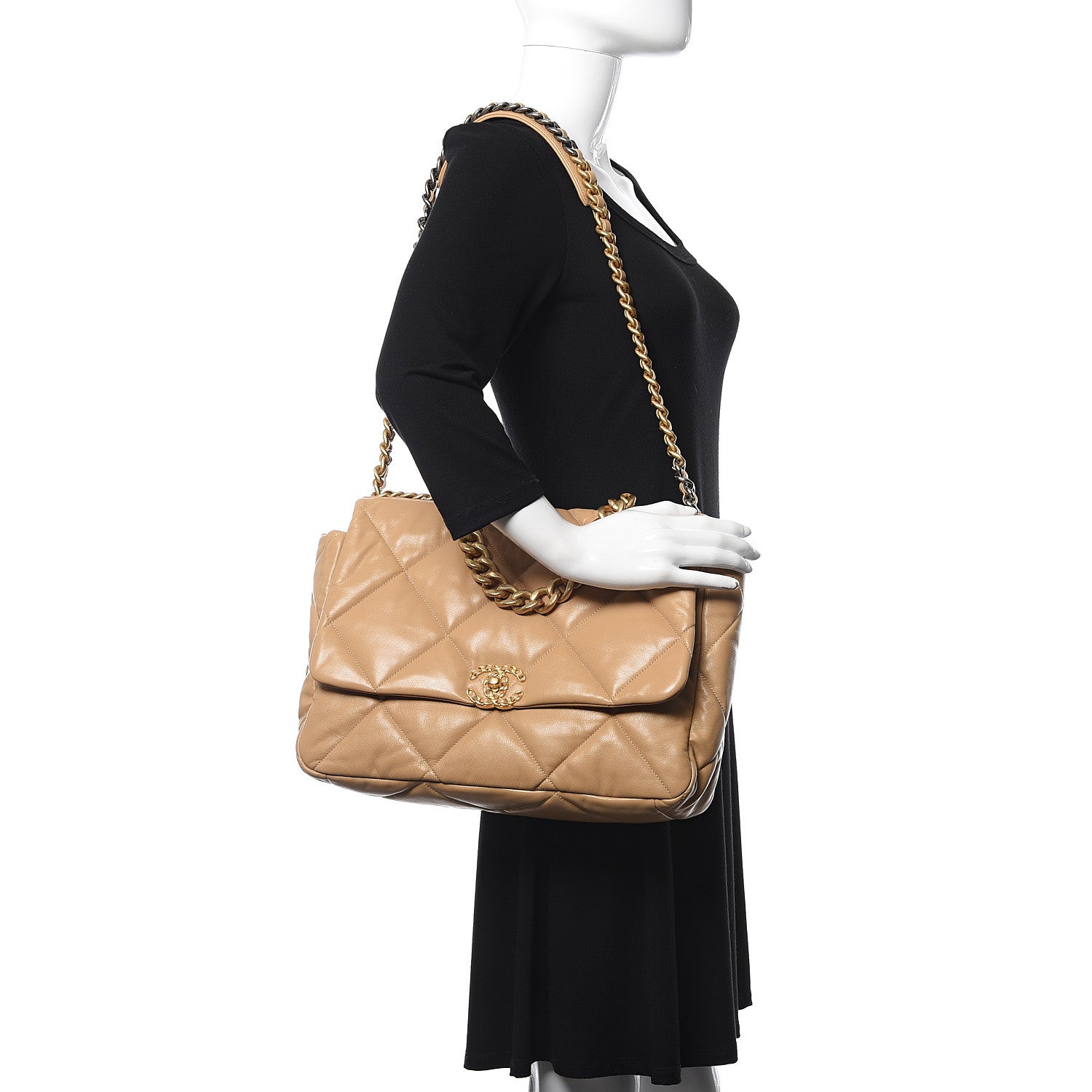 Chanel Lambskin Quilted Maxi 19 Flap Dark Beige 2 of 11