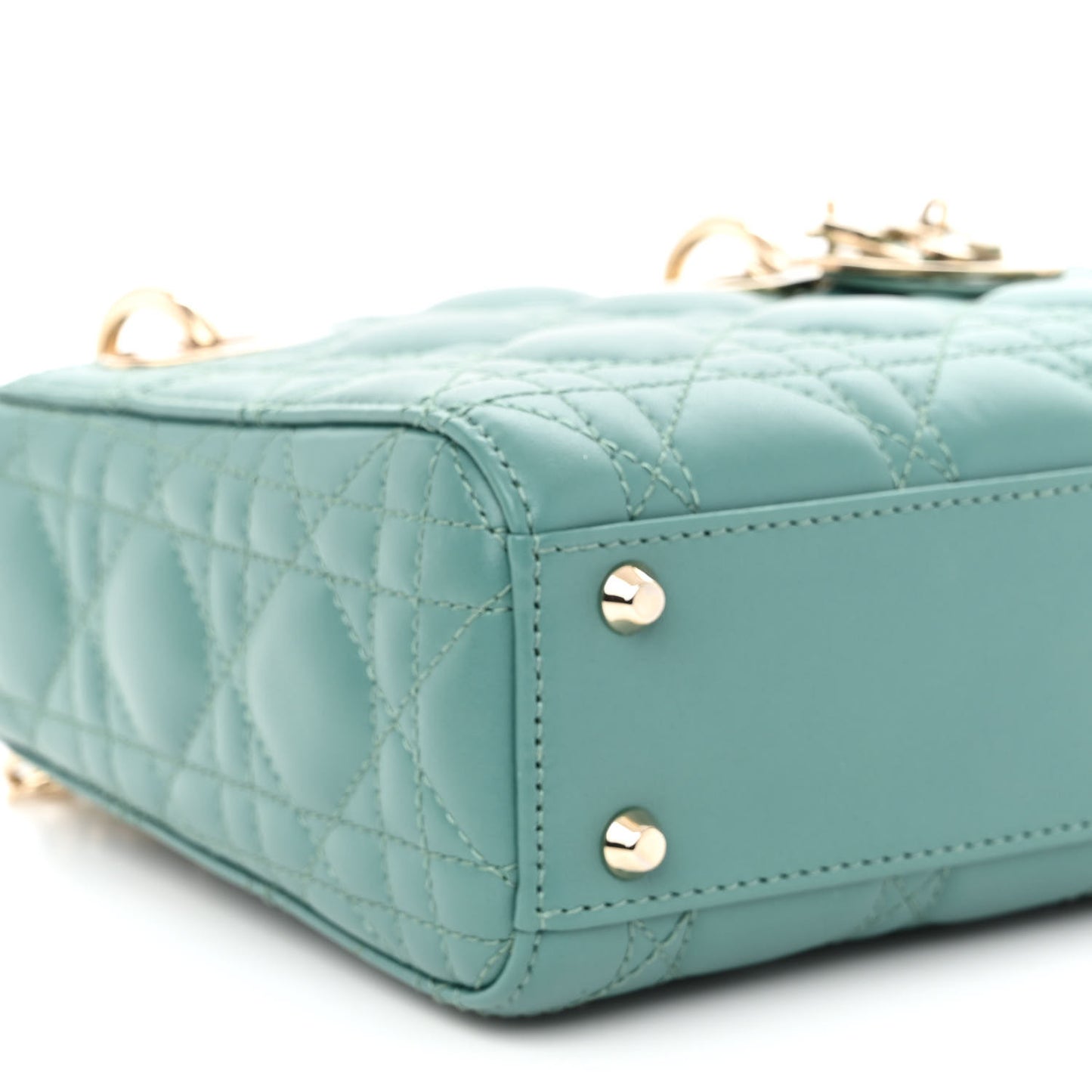 Lambskin Cannage Mini Lady Dior Storm Blue