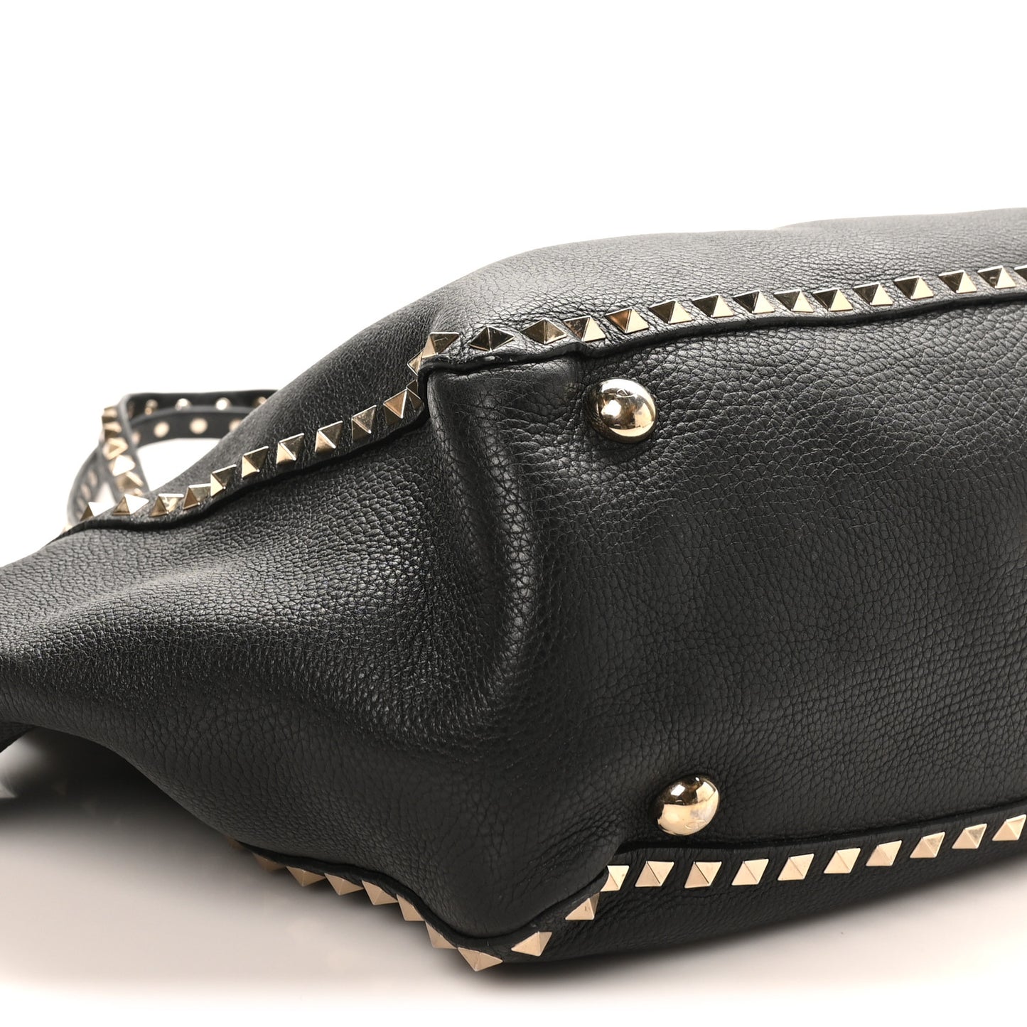 Pebbled Calfskin Medium Rockstud Tote Black