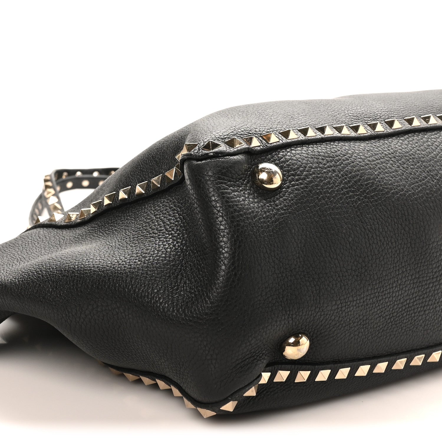 Valentino Garavani Pebbled Calfskin Medium Rockstud Tote Black 7 of 10
