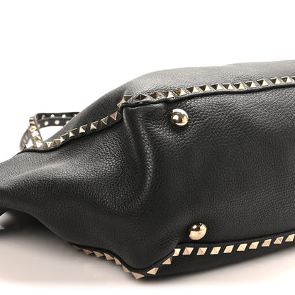 Valentino Garavani Pebbled Calfskin Medium Rockstud Tote Black 7 of 10