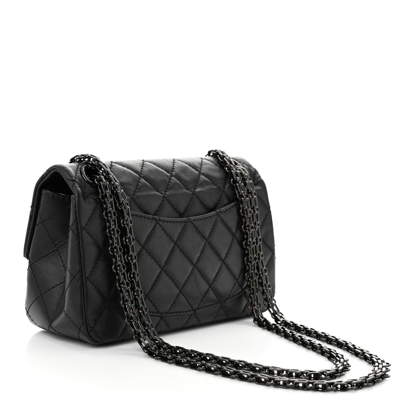 Aged Calfskin Quilted 2.55 Reissue Mini Flap So Black