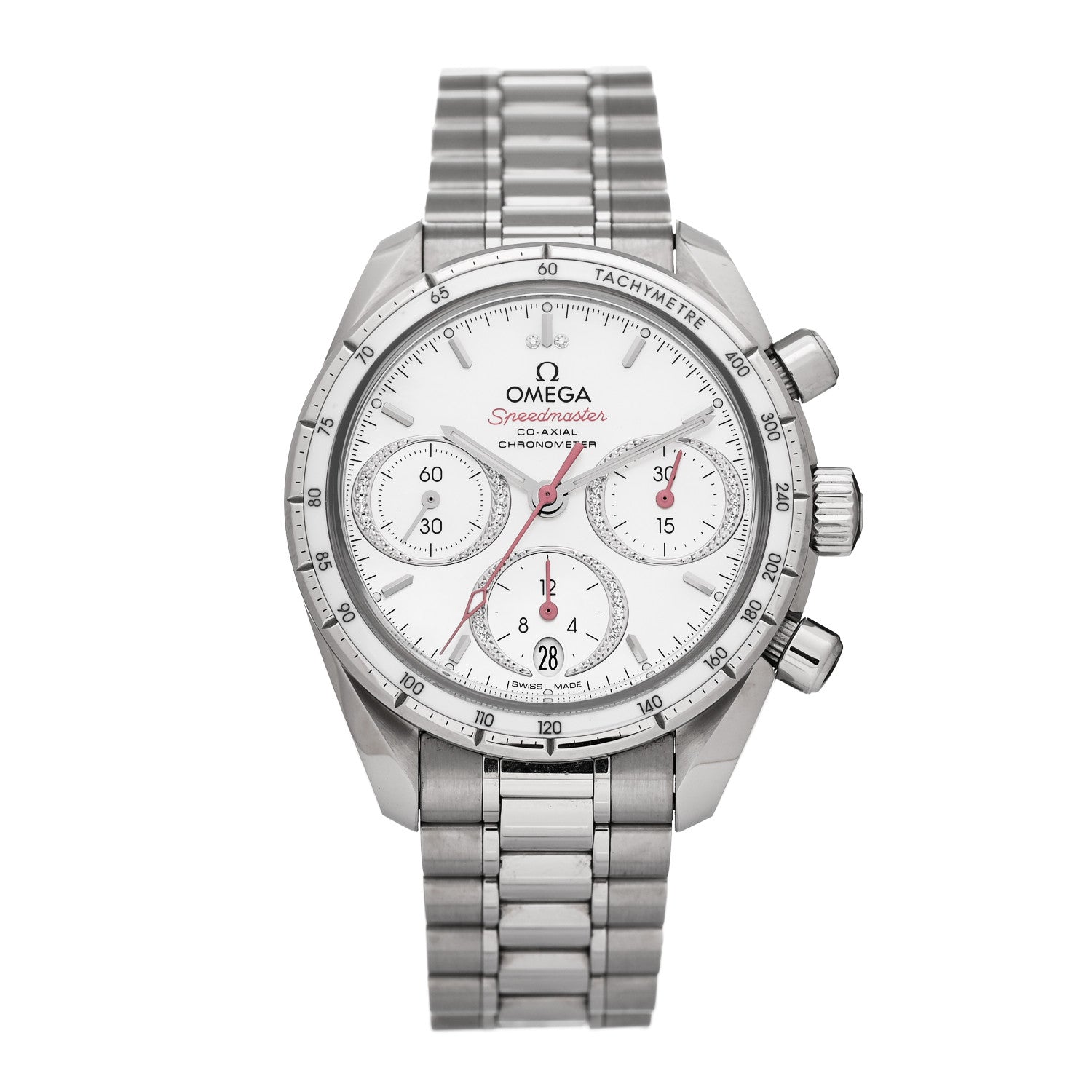 Omega Stainless Steel Diamond Mother of Pearl 38mm Speedmaster Chronograph Automatic Watch 324.38.38.50.55.001 1 of 5