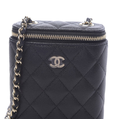Chanel Caviar Quilted Small Vertical Coco Beauty Vanity Case With Chain Black 10 of 11
