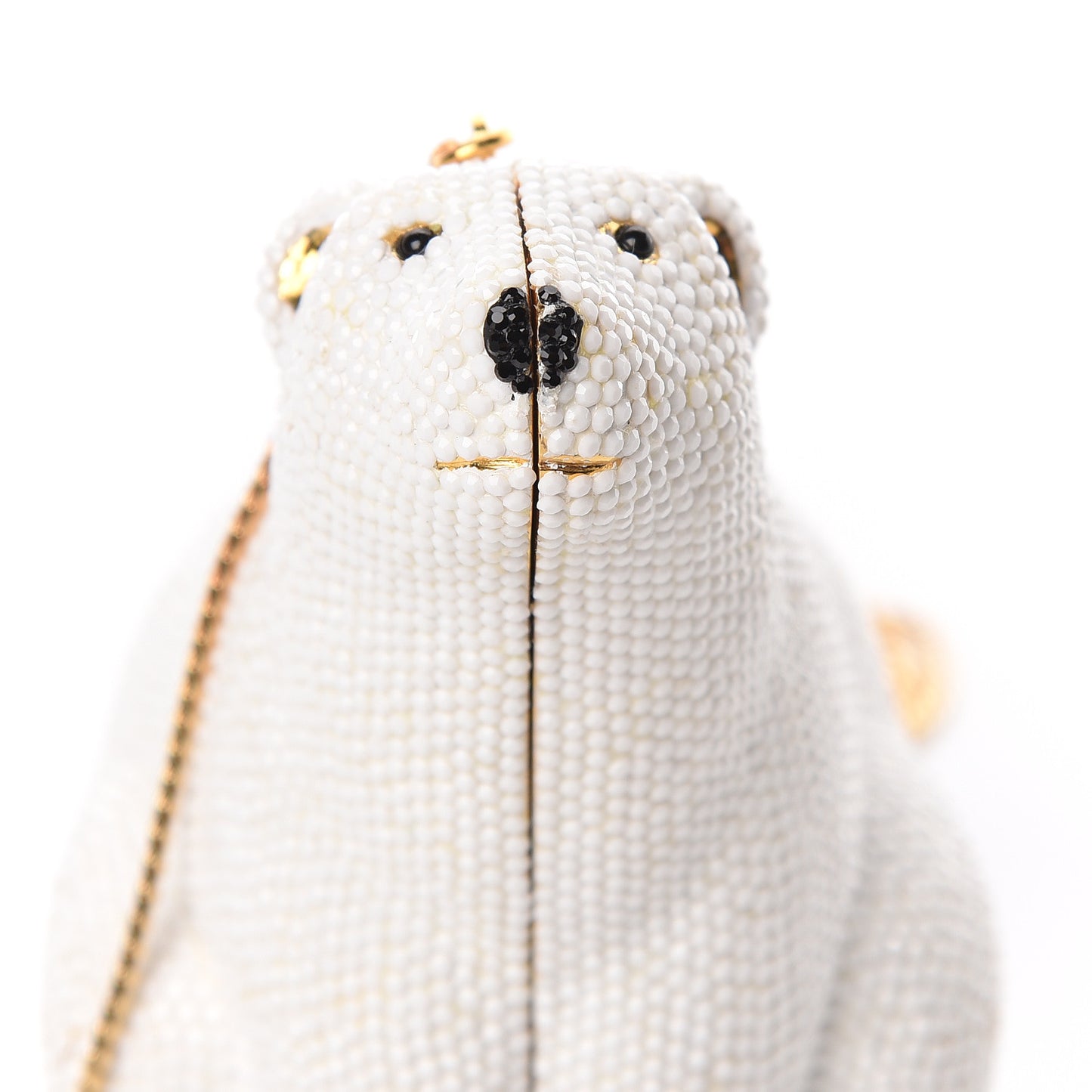 Swarovski Crystal Polar Bear Minaudiere Clutch White