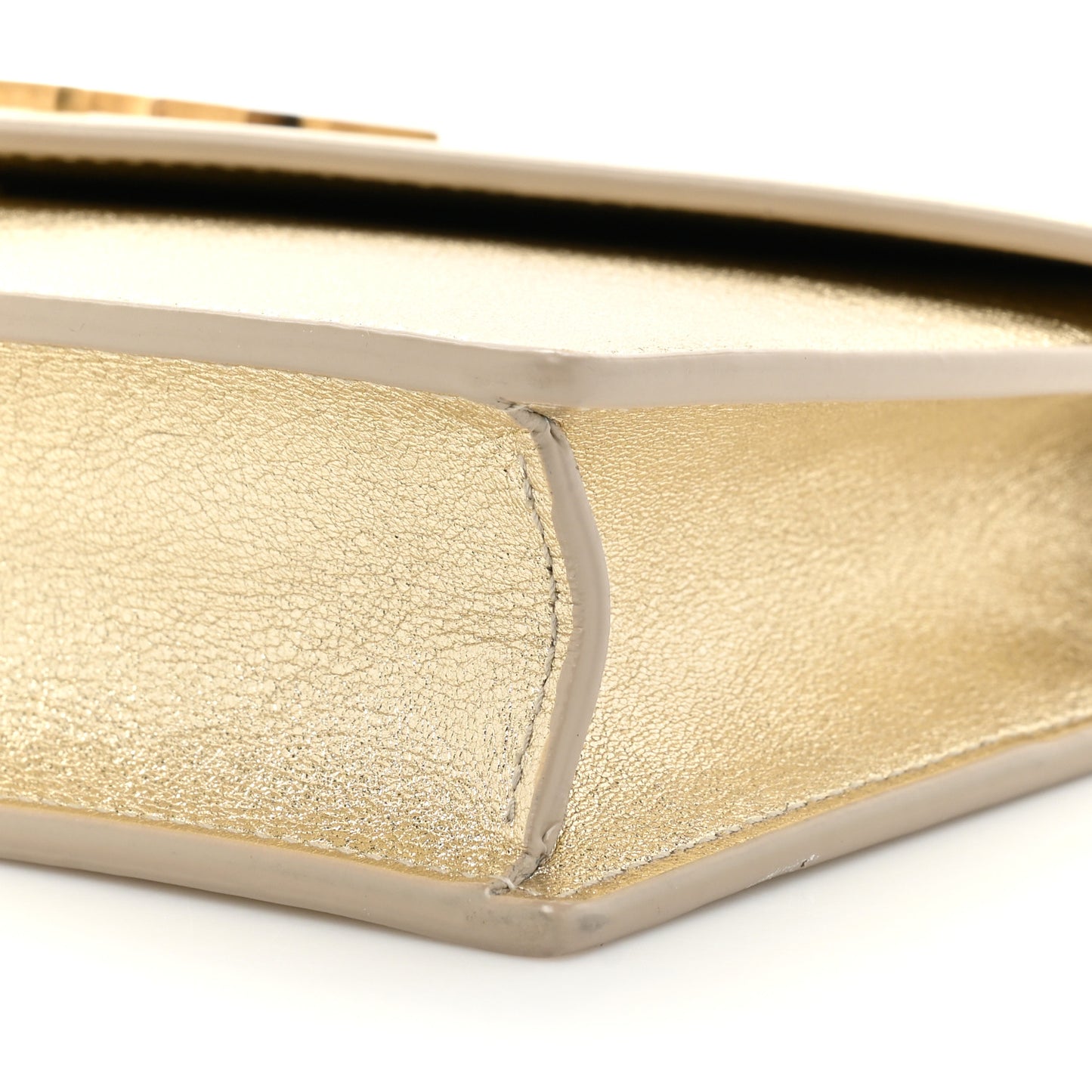 Metallic Calfskin Monogram Envelope Chain Wallet Gold
