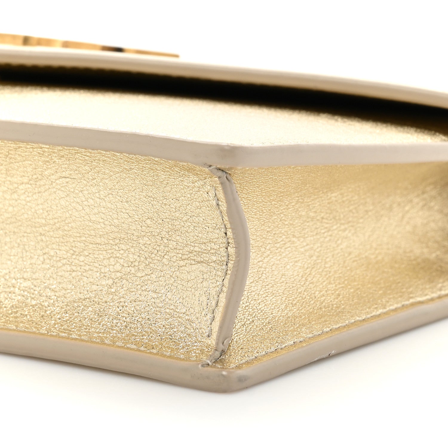 Saint Laurent Metallic Calfskin Monogram Envelope Chain Wallet Gold 9 of 16