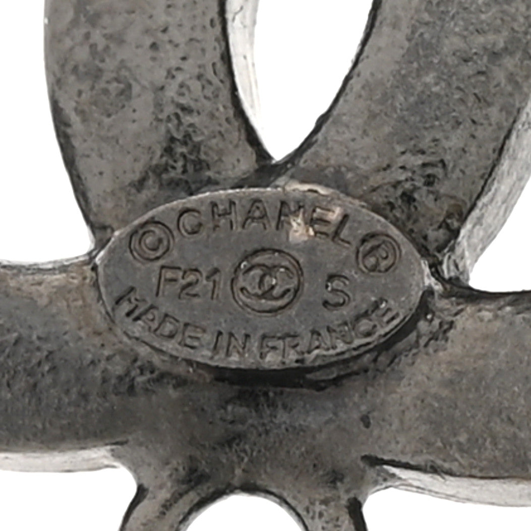 Ruthenium Crystal Pearl CC Drop Earrings