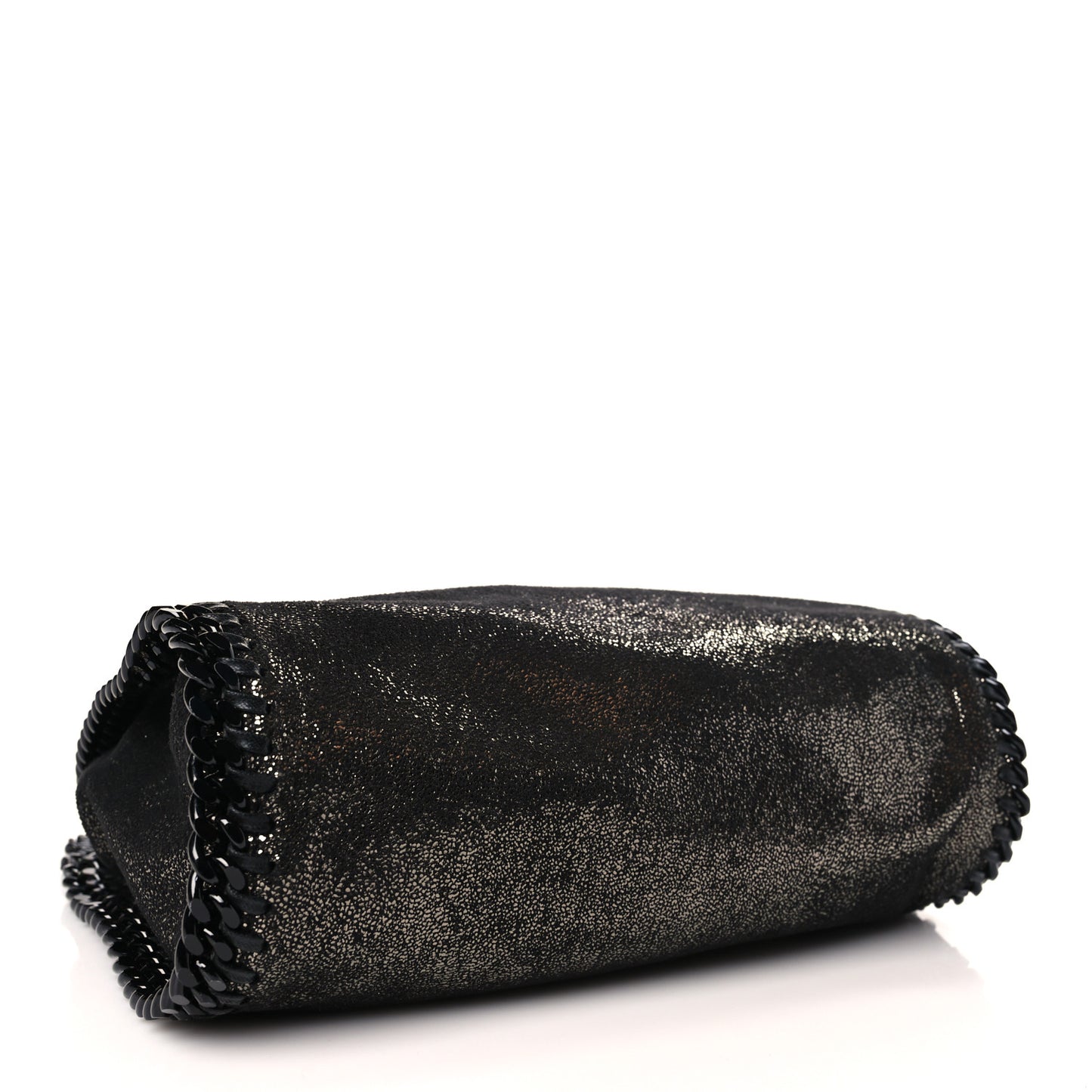 Chamois Shiny Dotted Mini Falabella Fold Over Tote Ruthenium