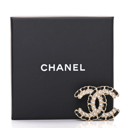 Chanel Lambskin Crystal Vintage Allure CC Chain Brooch Black Gold 5 of 5