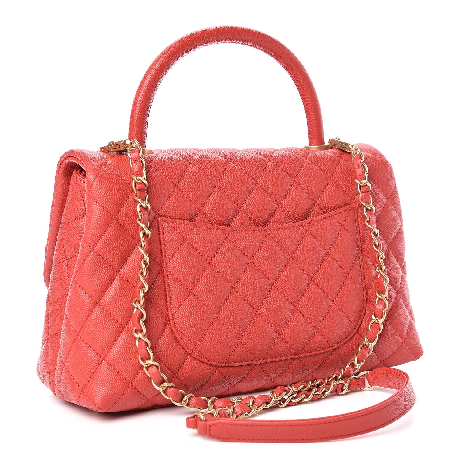 Chanel Caviar Quilted Small Coco Handle Flap Red 3 of 11