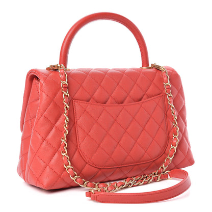 Chanel Caviar Quilted Small Coco Handle Flap Red 3 of 11