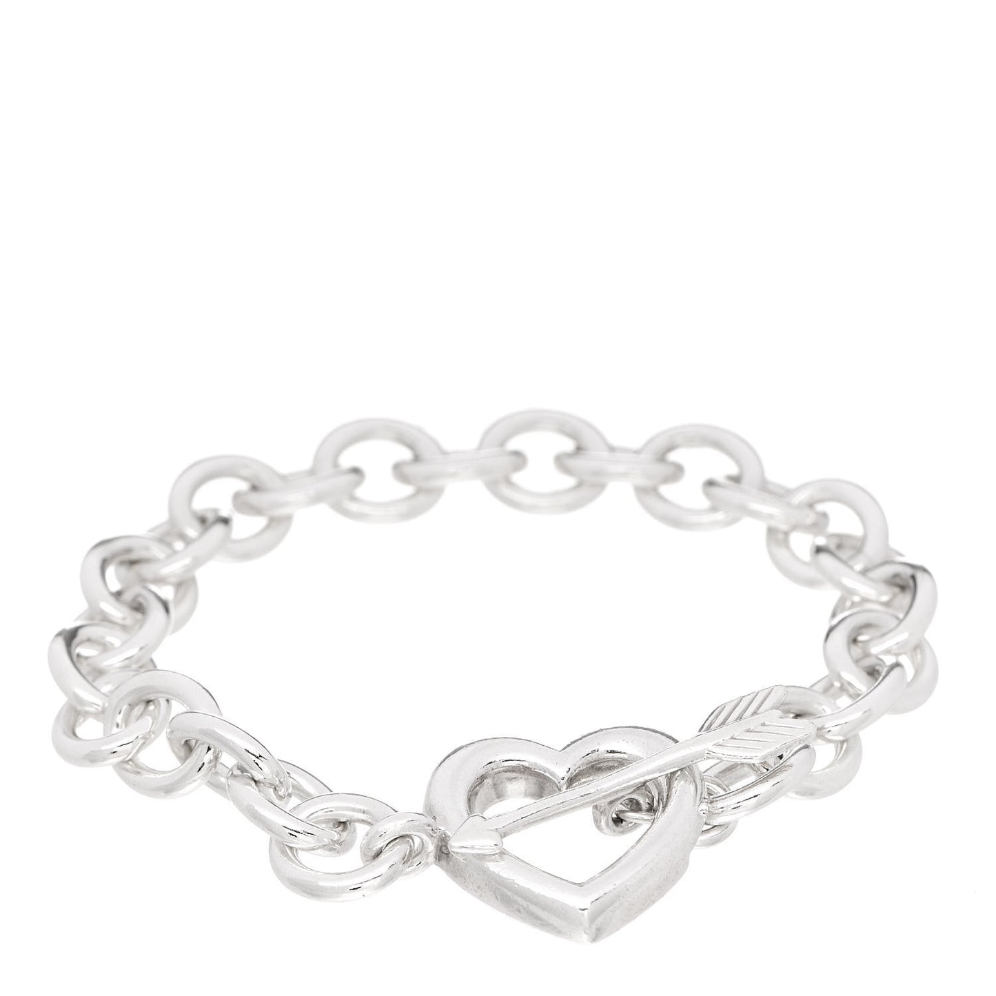 Sterling Silver Heart and Arrow Toggle Bracelet