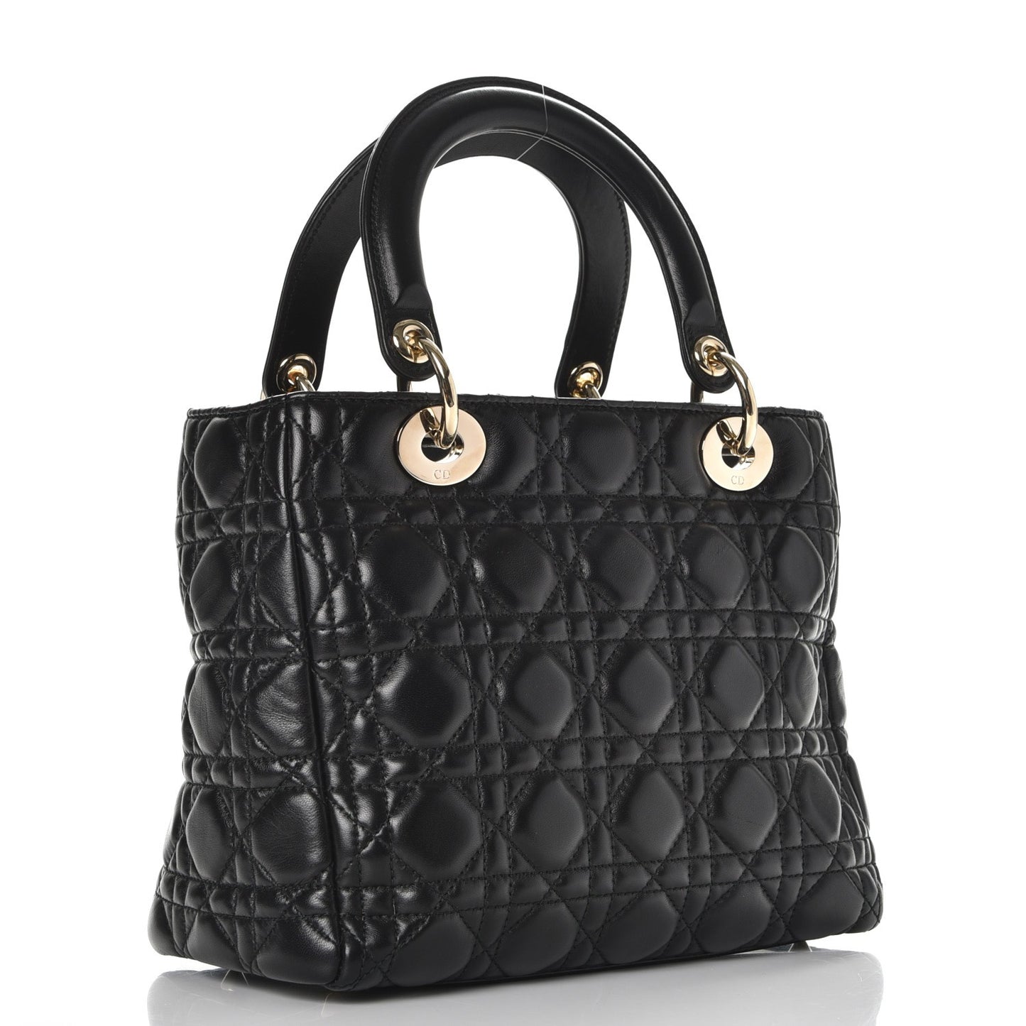 Lambskin Cannage Medium Supple Lady Dior Black