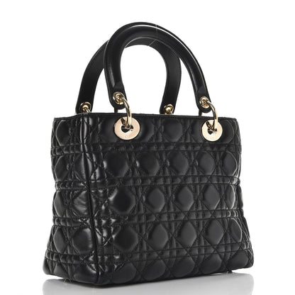 Christian Dior Lambskin Cannage Medium Supple Lady Dior Black 3 of 9