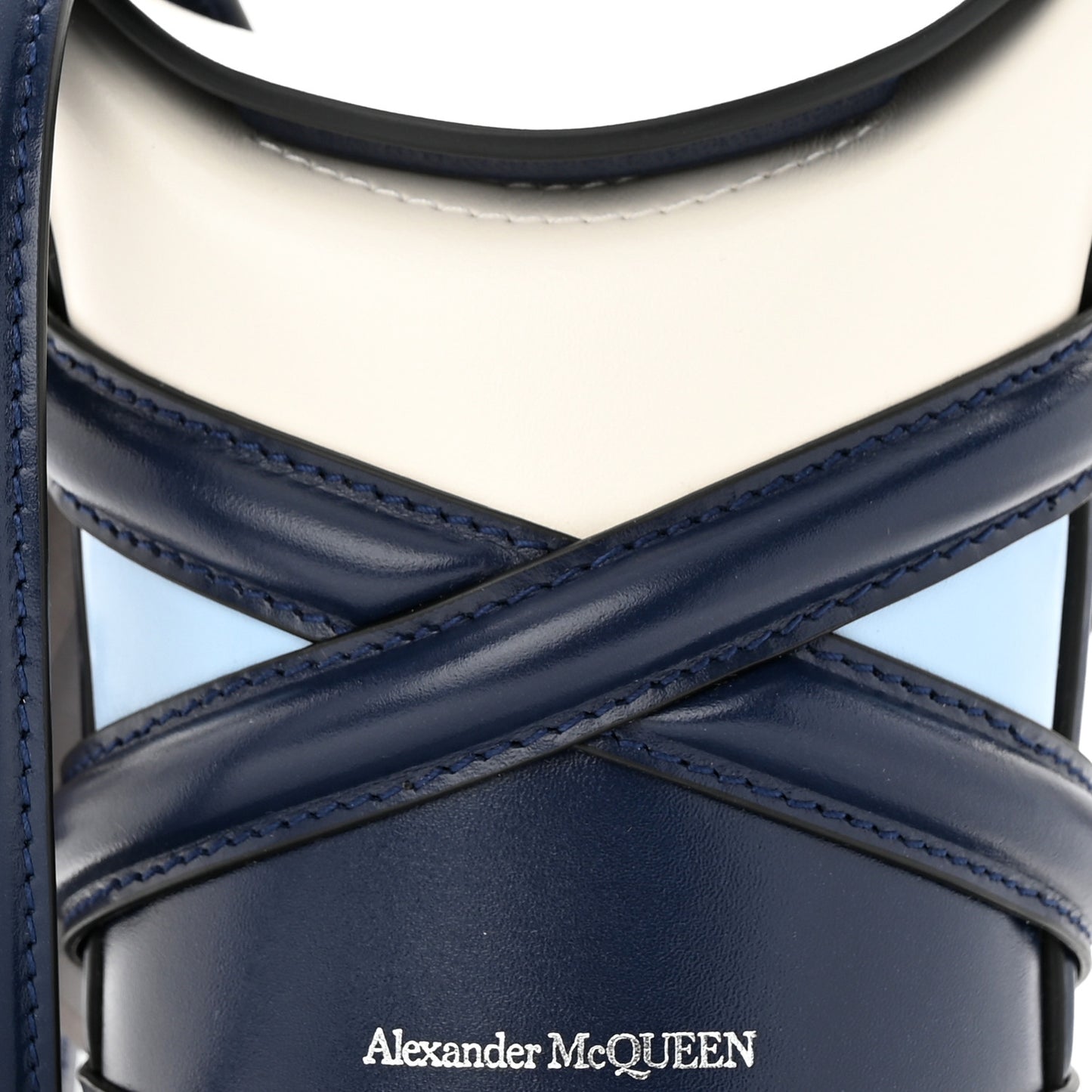Calfskin Mini Curve Bucket Bag Navy Ivory Purple