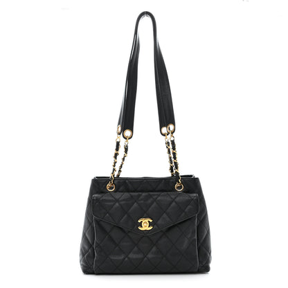 Chanel Caviar Quilted Pocket Shopping Tote Black 4 of 15