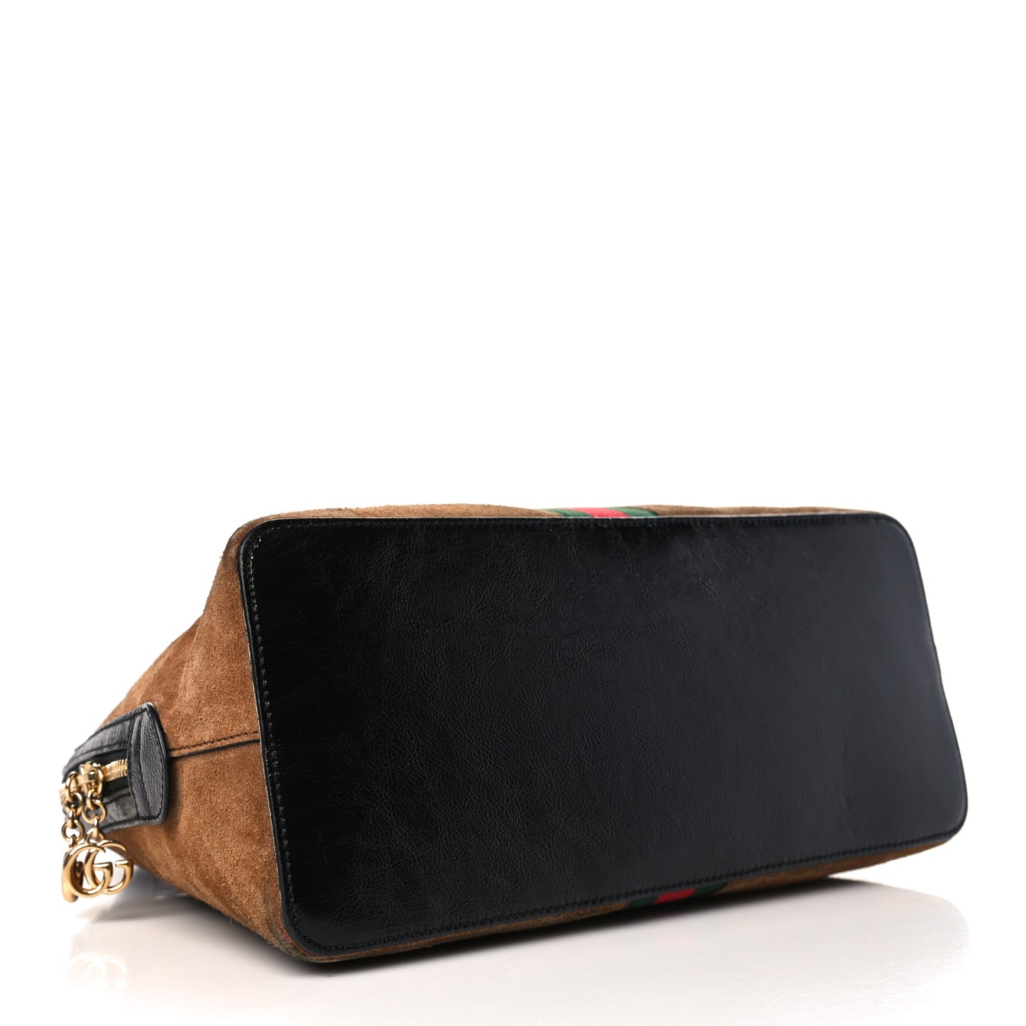 Suede Patent Web Medium Ophidia Top Handle Dome Bag Nocciola Black