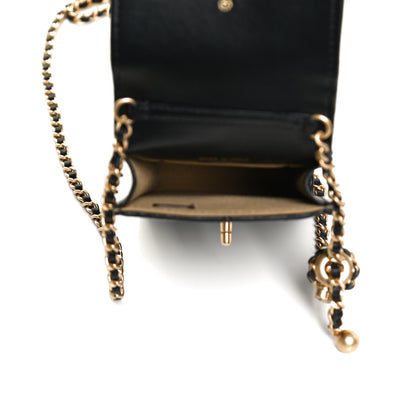 Chanel Lambskin Quilted Pearl Crush Phone Holder With Chain Black 5 of 11
