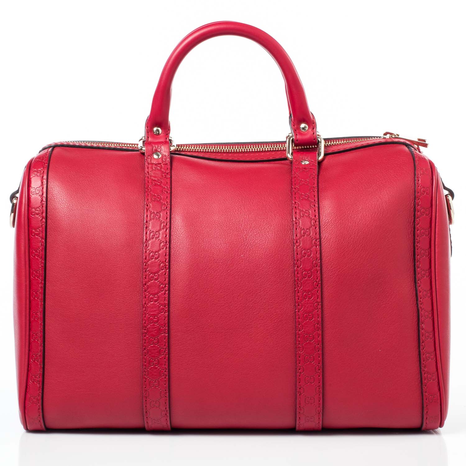 Gucci Calfskin Microguccissima Trim Medium Boston Raspberry Red 4 of 10