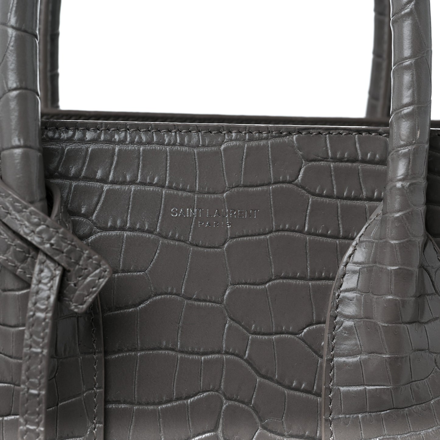 Crocodile Embossed Small Sac De Jour Asphalt