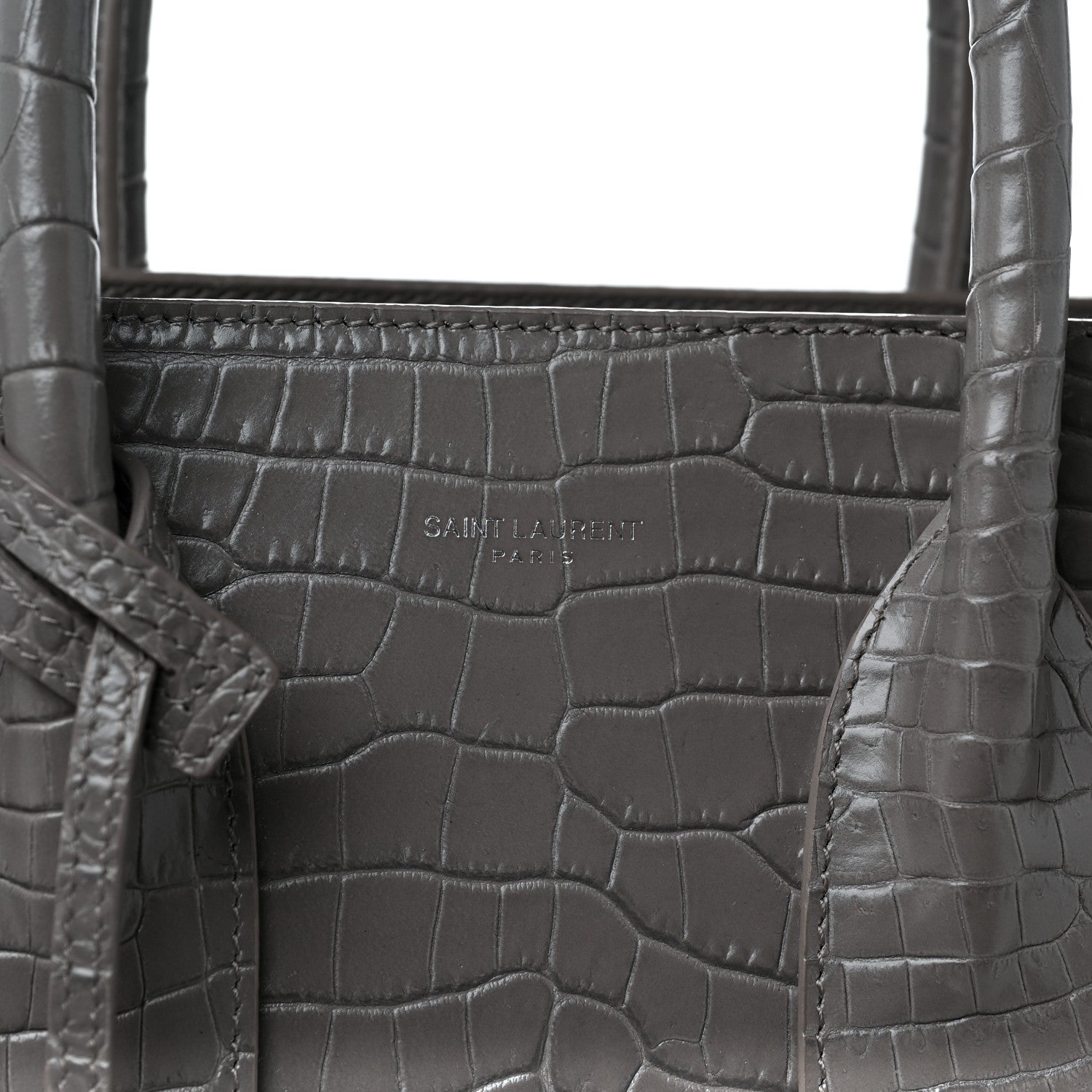 Saint Laurent Crocodile Embossed Small Sac De Jour Asphalt 8 of 13