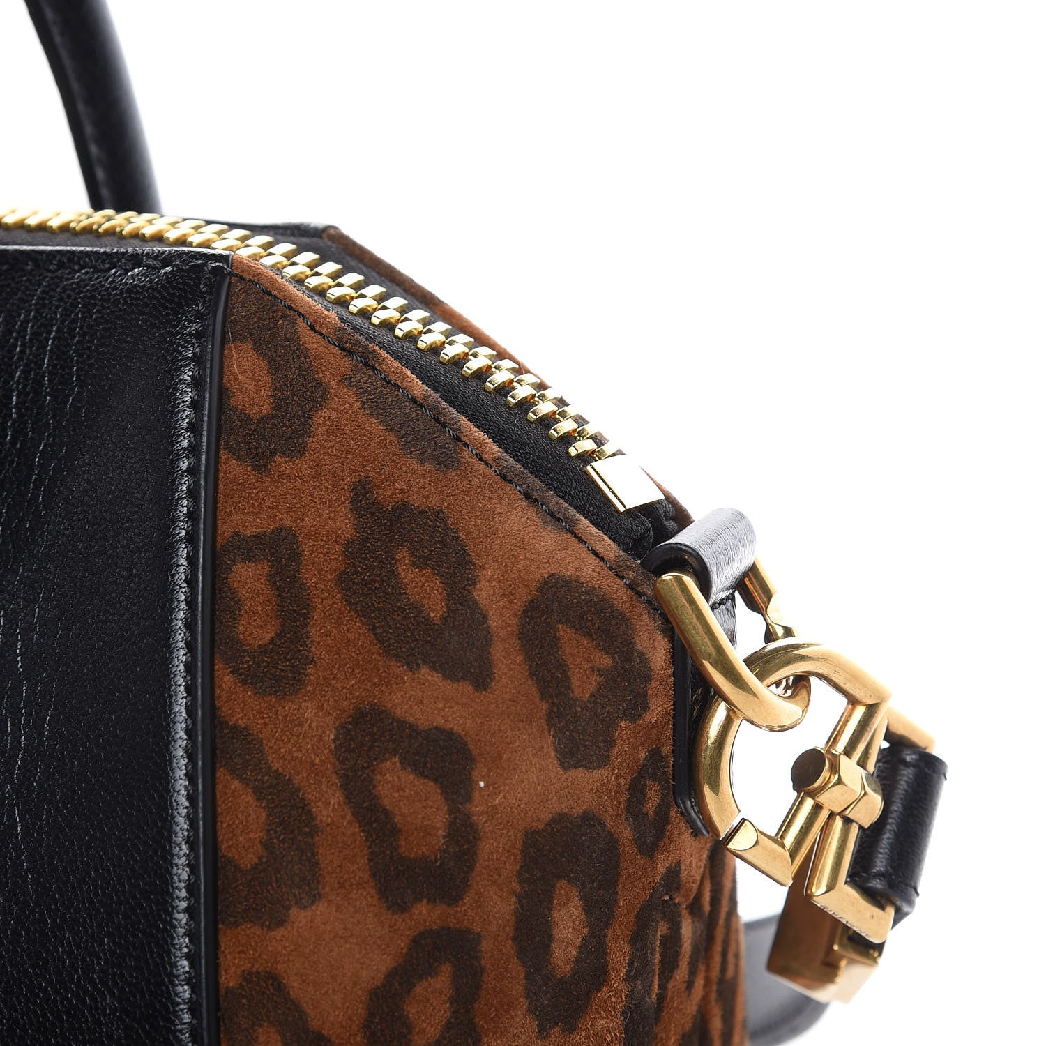 Givenchy Goatskin Suede Leopard Print Small Antigona Black Chestnut 8 of 13