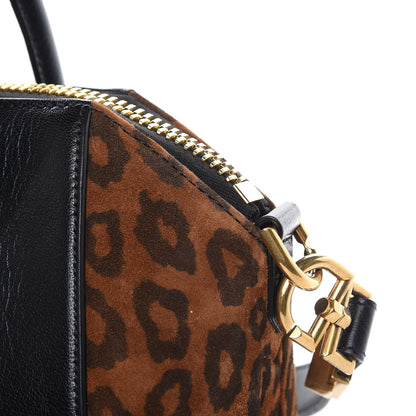 Givenchy Goatskin Suede Leopard Print Small Antigona Black Chestnut 8 of 13