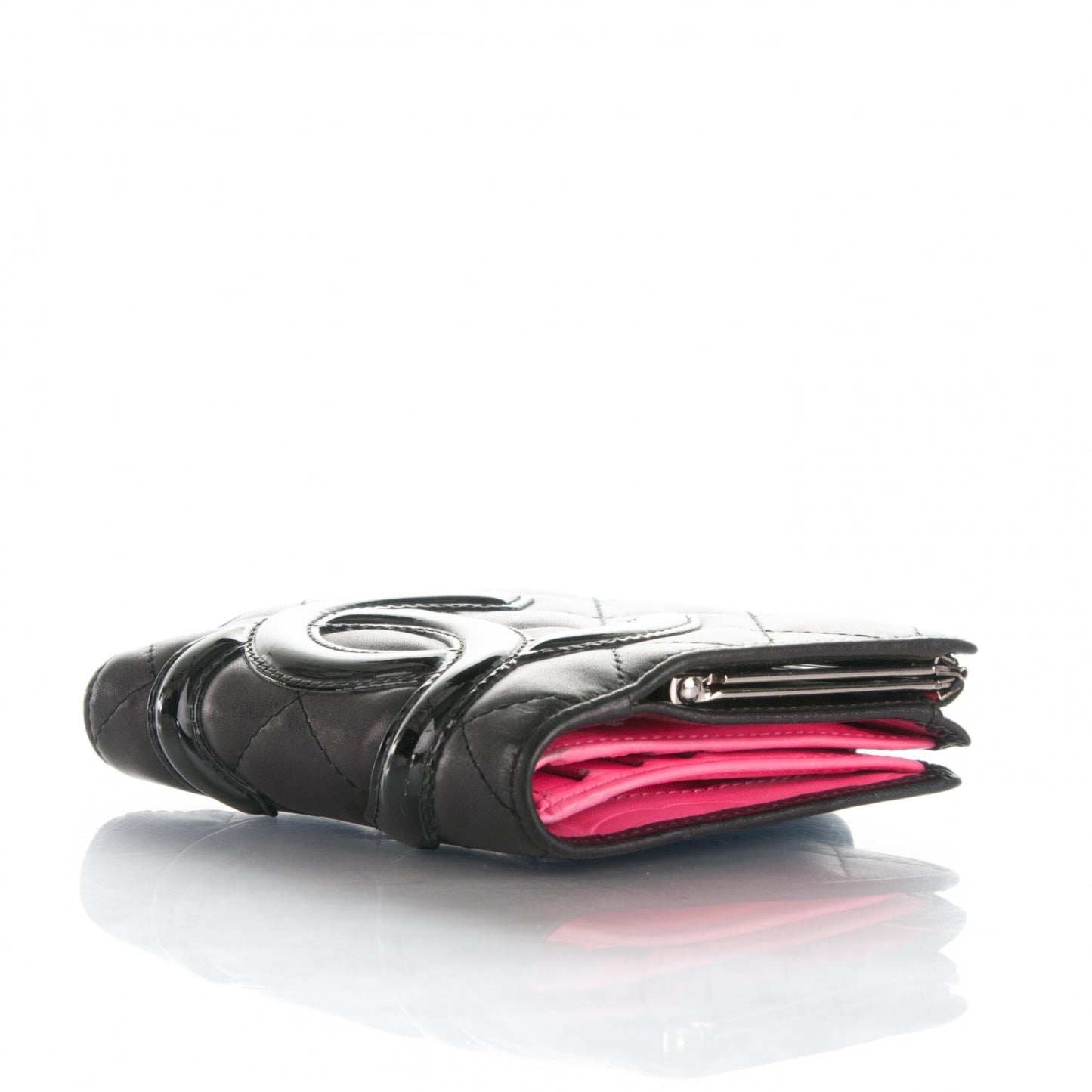 Calfskin Quilted Cambon Bi-Fold Wallet Black