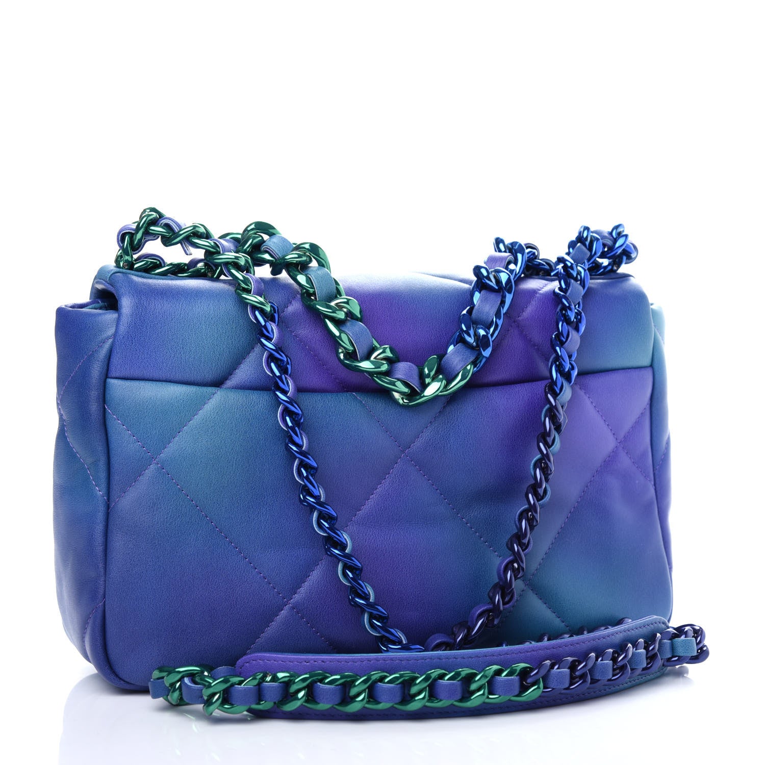 Chanel Tie Dye Calfskin Quilted Medium Chanel 19 Flap Blue Purple 3 of 10