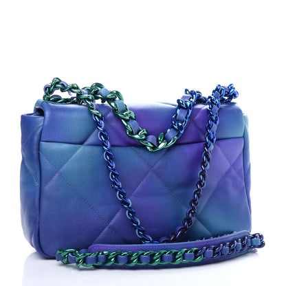 Chanel Tie Dye Calfskin Quilted Medium Chanel 19 Flap Blue Purple 3 of 10
