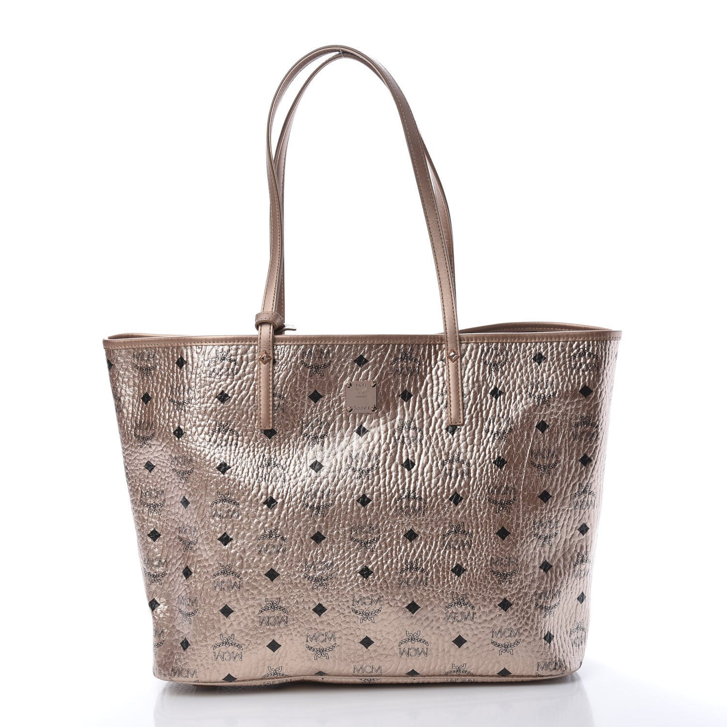Metallic Visetos Medium Anya Shopper Tote Champagne Gold