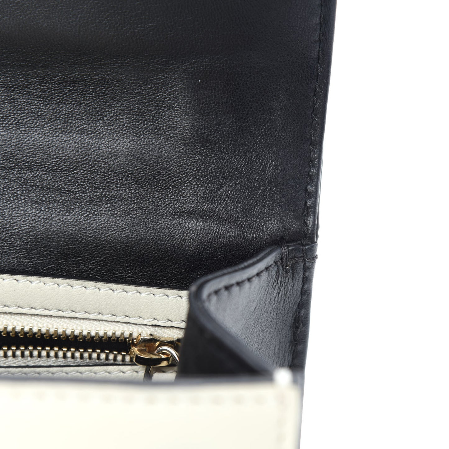 Vitello Small Glam Lock Rockstud Flap Black Light Ivory